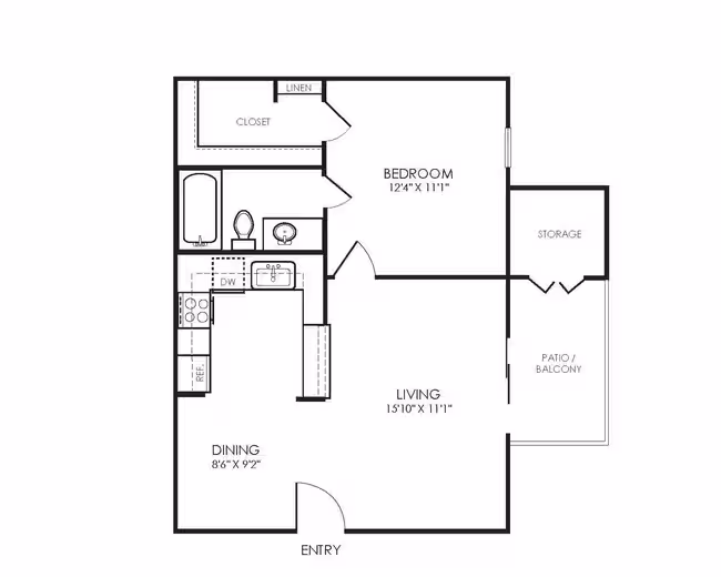 1 Bed • 1 Bath 418 floor plan